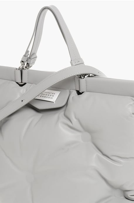MM11 Quilted Leather GLAM SLAM Tote Bag in Gray - Image 3