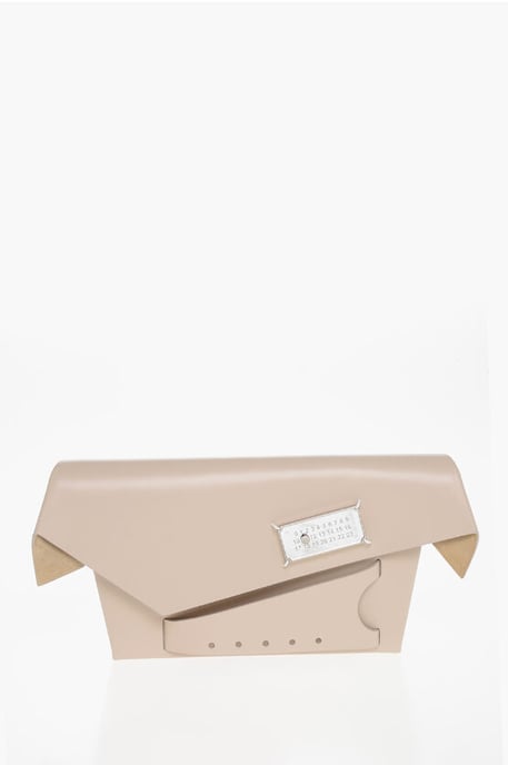 MM11 Saffiano Leather SNATCHED Clutch with Clip Closure in Pink - Image 1