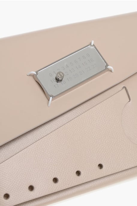 MM11 Saffiano Leather SNATCHED Clutch with Clip Closure in Pink - Image 4