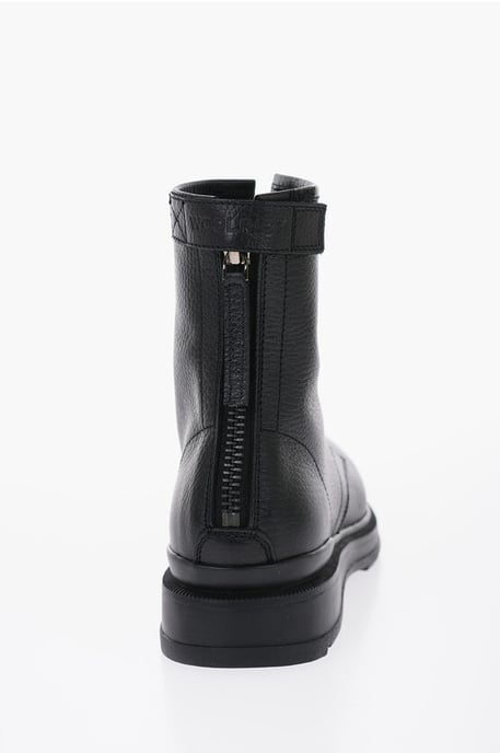 Werkschoenen van getextureerd leer met rits in zwart - Image 2