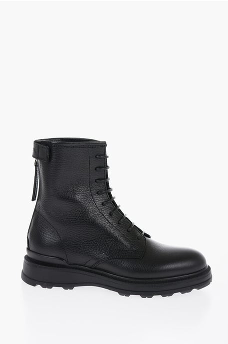 Werkschoenen van getextureerd leer met rits in zwart - Image 3