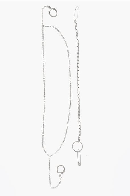 MM6 Pins with Safety Pins and Chains Desing in Silver - Image 1