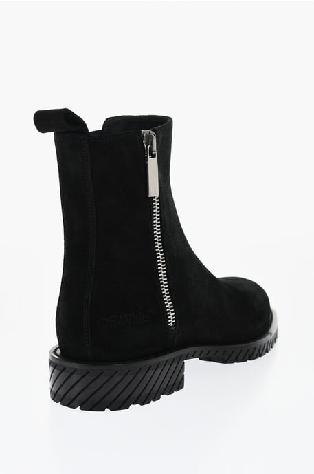 Suede COMBAT Booties in Black - Image 2