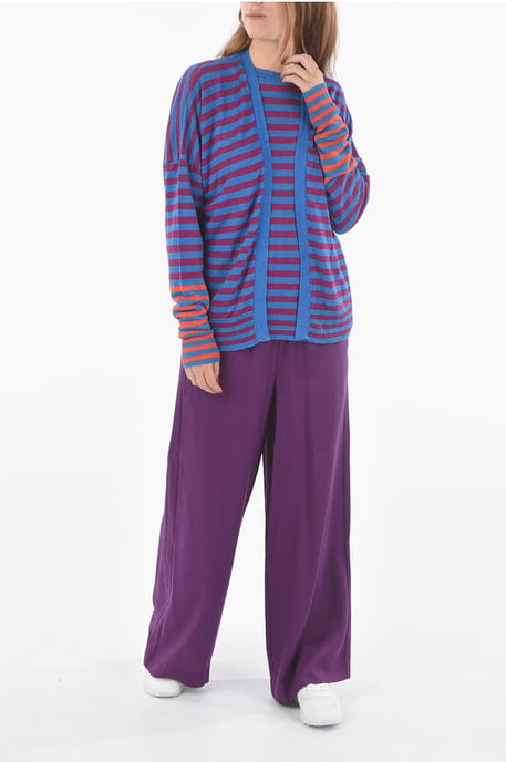 Striped Flax Open Front Cardigan in Multicolor - Image 4