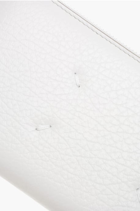 MM11 Textured Leather Wallet with Zipped Closure in White - Image 4