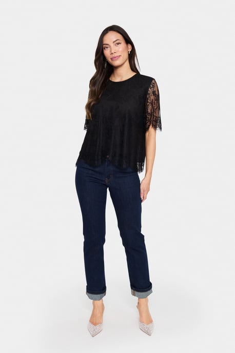 Blouse met korte mouwen Regular fit black - Image 2