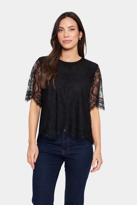 Blouse met korte mouwen Regular fit black - Image 4