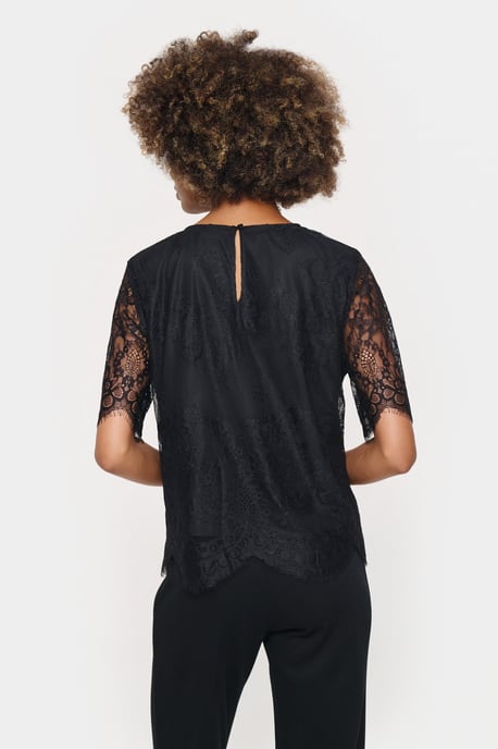 Blouse met korte mouwen Regular fit black - Image 5