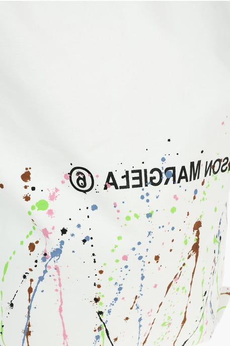 MM6 Canvas Maxi Tote Bag in PAINT-SPLATTER Print with Logo in White - Image 4