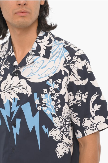 Short Sleeved Loose Fit HAWAIIAN BOLTS Shirt in Blue - Image 3