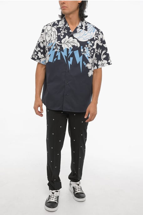 Short Sleeved Loose Fit HAWAIIAN BOLTS Shirt in Blue - Image 4