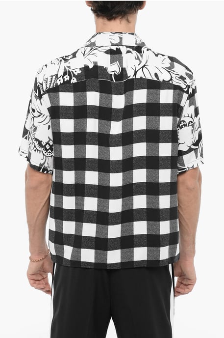 Double Patterned Boxy Fit Shirt in Black & White - Image 2