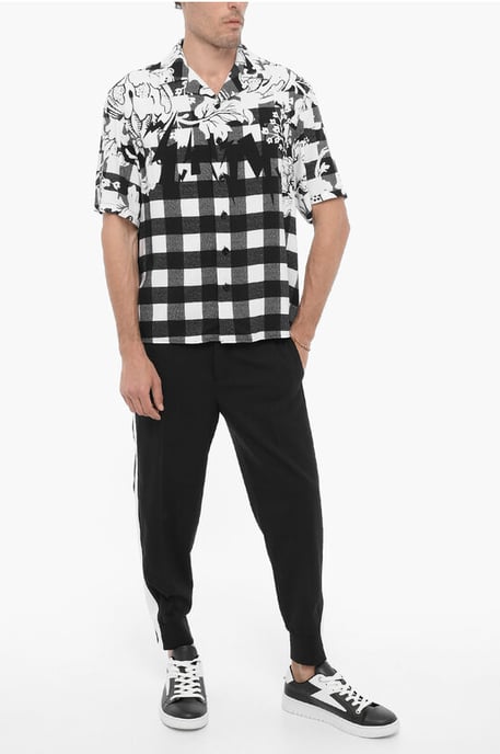 Double Patterned Boxy Fit Shirt in Black & White - Image 4