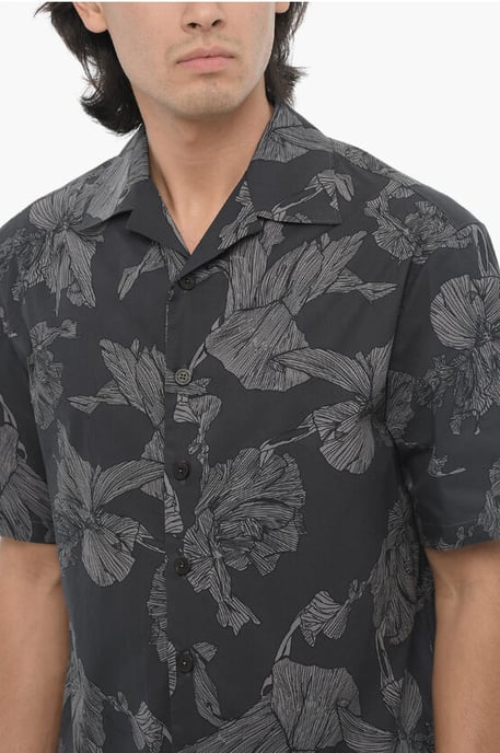 Floral-Motif Boxy Fit Shirt with Hidden Closure in Gray - Image 3