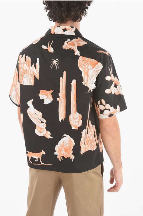 Short-sleeved BURNING MAN Camp Collar Shirt in Black - Image 2