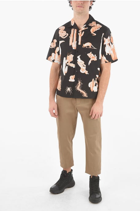 Short-sleeved BURNING MAN Camp Collar Shirt in Black - Image 4