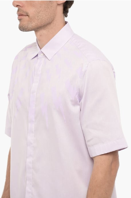 Short Sleeved FAIRISLE THUNDERBOLT Shirt in Violet - Image 3