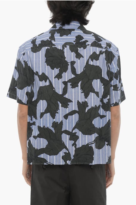 Boxy Fit overhemd met bloemenmotief in blauw, zwart - Image 2