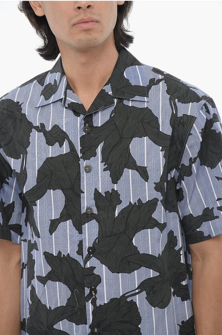 Boxy Fit overhemd met bloemenmotief in blauw, zwart - Image 3