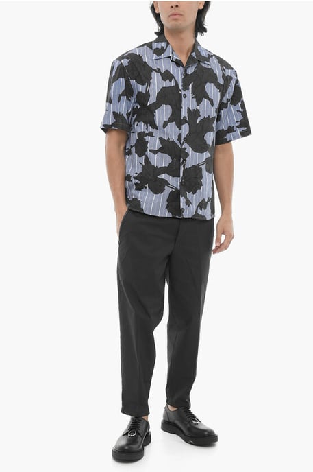 Boxy Fit overhemd met bloemenmotief in blauw, zwart - Image 4