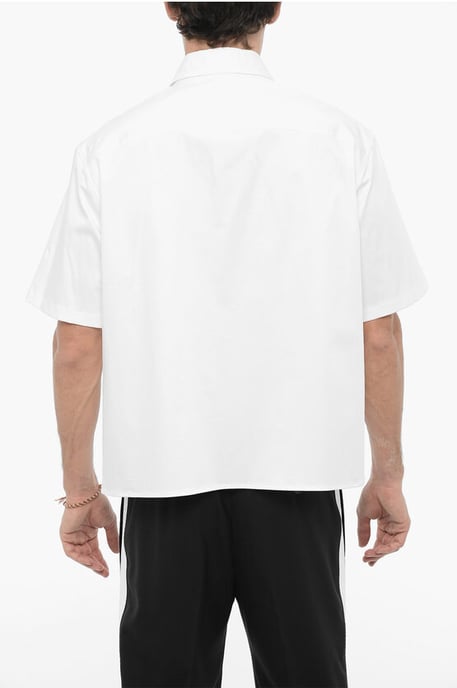 Short Sleeved Boxy Fit Shirt with Double Breast Pocket in White - Image 2