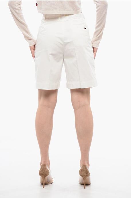 Double Pleated Stretch Shorts in White - Image 2