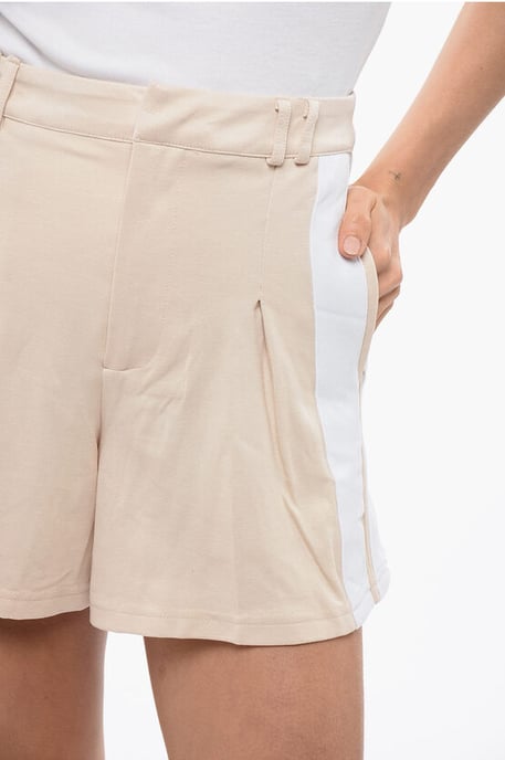 Stretch AXIM Shorts with Side Bands in Beige - Image 3