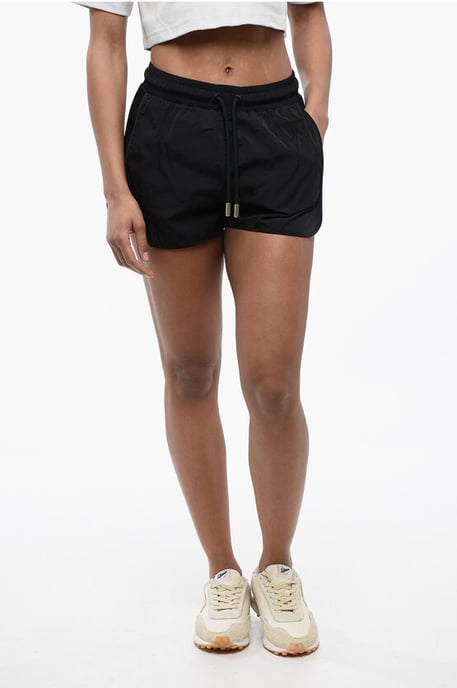 Nylon CRISPY Shorts with Mesh Side Band in Black - Image 1