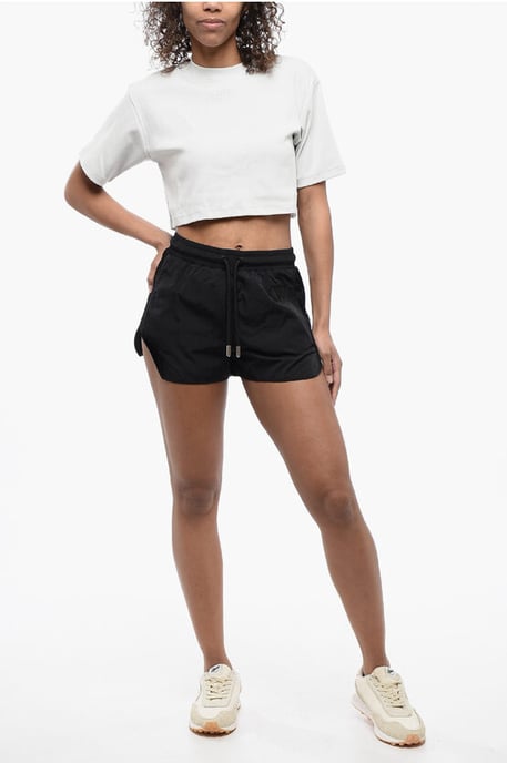Nylon CRISPY Shorts with Mesh Side Band in Black - Image 4