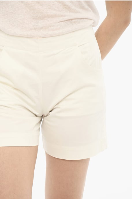 Cotton Stretch Shorts in White - Image 3