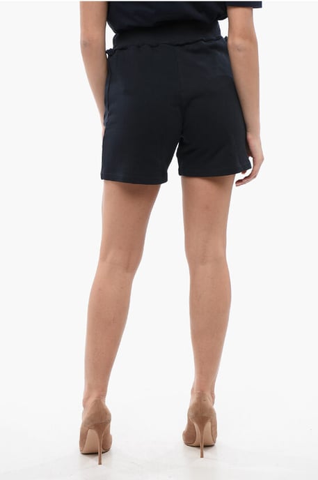 Brushed Cotton Shorts with Embroidered Logo in Blue - Image 2