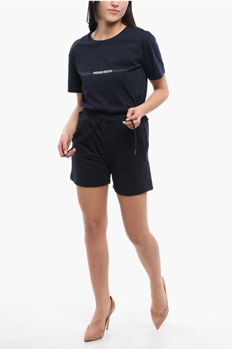 Brushed Cotton Shorts with Embroidered Logo in Blue - Image 4