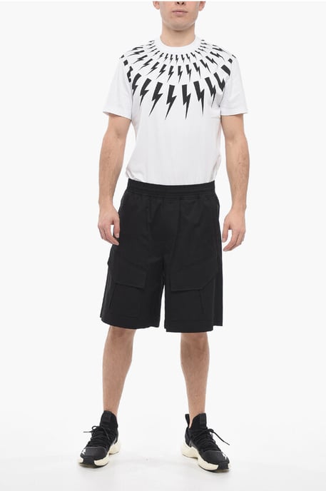 Baggy Fit JORDAN Cargo Shorts with Flap Pockets in Black - Image 4