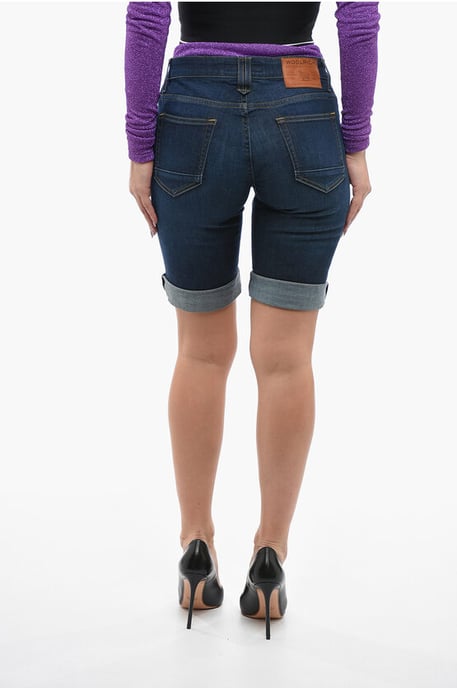 5 Pockets Stretch Denim Shorts in Blue - Image 2