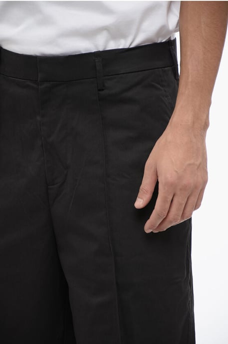 Multipocketed Cotton Blend Shorts with Belt Loops in Black - Image 2