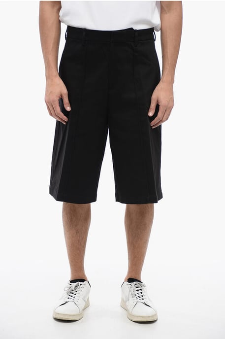 Stretch Cotton Chinos Shorts with Belt Loops in Black - Image 1