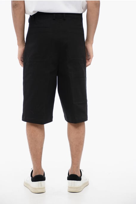 Stretch Cotton Chinos Shorts with Belt Loops in Black - Image 4