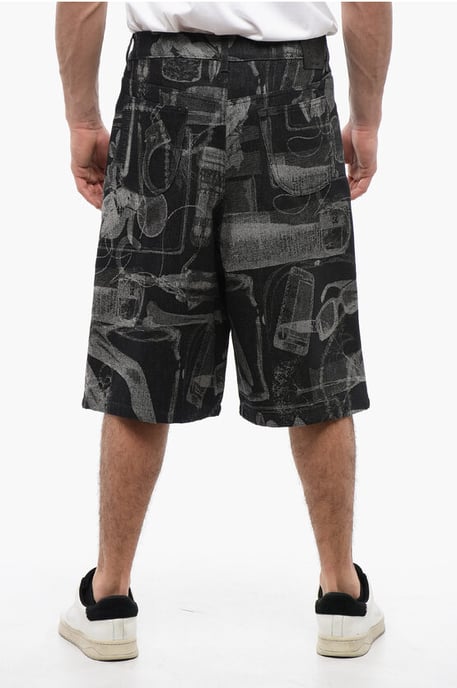 Högmidjade XRAY-jeanshorts i grått med jacquardmönster - Image 2