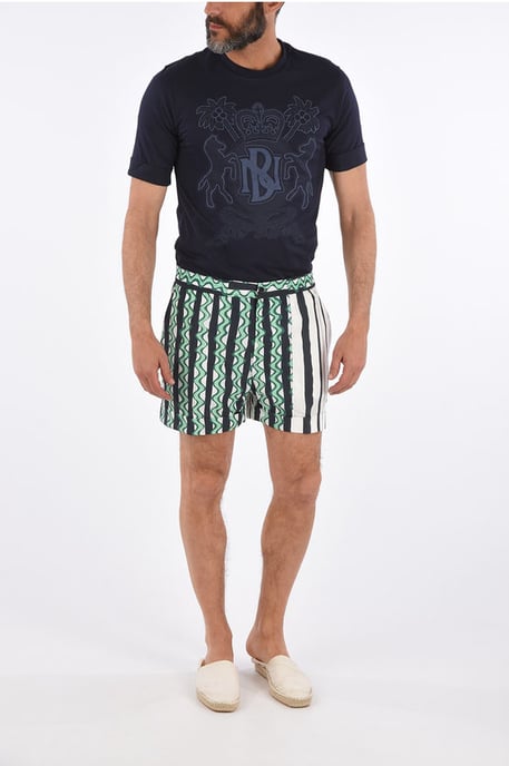 Box Fit Shorts in Bianco, Verde - Image 4