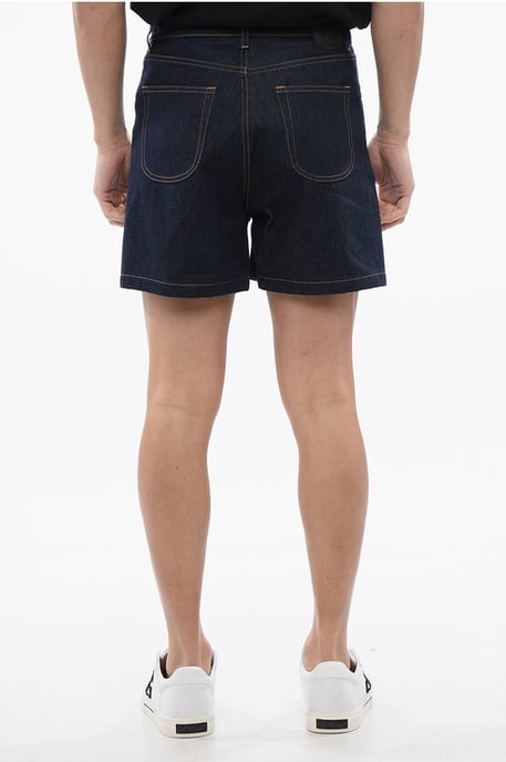 Raw Wash 90SLOGO Broderade Jeansshorts i Blå - Image 2
