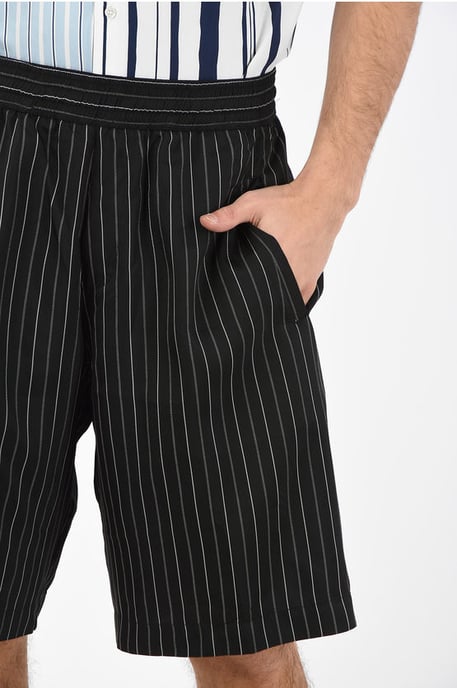 Svarta pennrandiga shorts med dragsko i midjan - Image 3
