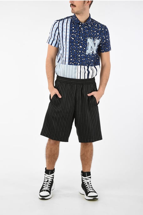 Svarta pennrandiga shorts med dragsko i midjan - Image 4