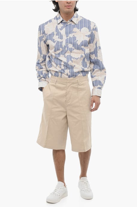 Enfärgad rak passform Bermuda i beige - Image 3