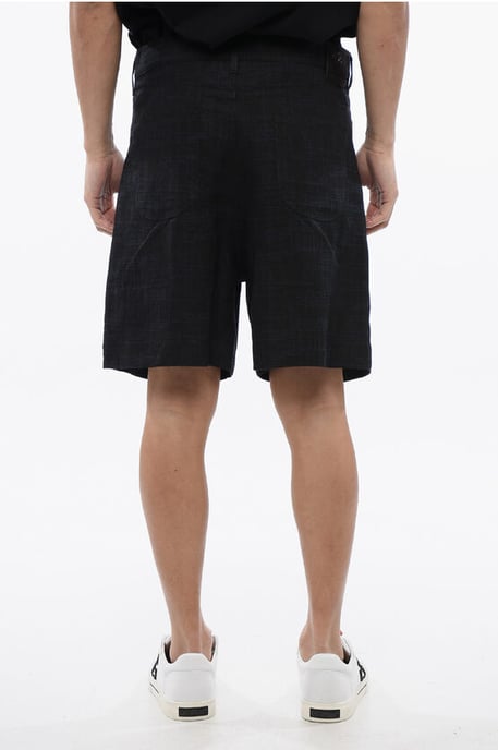 Embroidered 90SLOGO Linen Shorts in Blue - Image 2