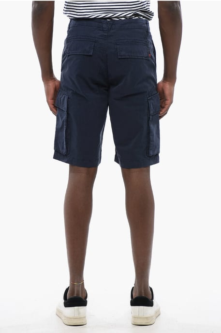 Cotton Cargo Shorts with Belt Loops in Blue - Image 2
