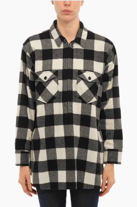 ARCHIVE Buffalo Checked POPOVER Overshirt with Double Breast in Black & White - Image 1