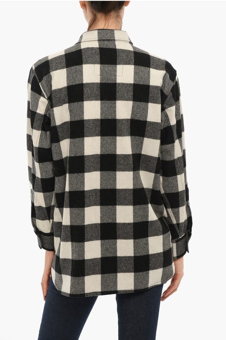 ARCHIVE Buffalo Checked POPOVER Overshirt with Double Breast in Black & White - Image 2