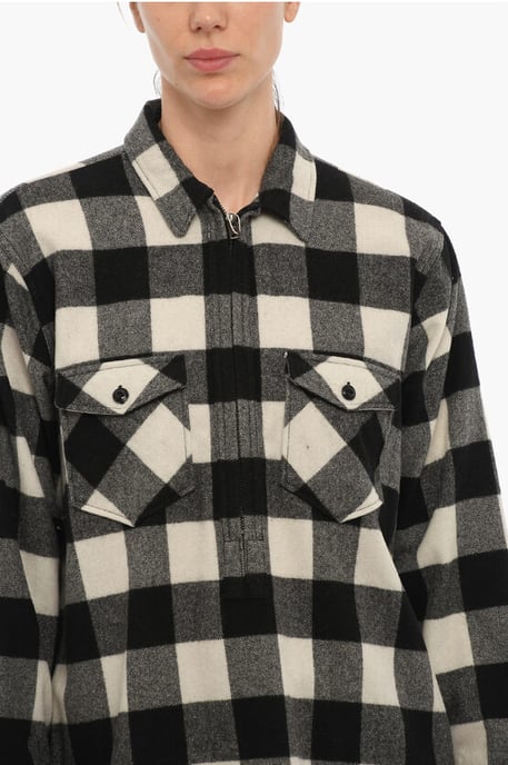 ARCHIVE Buffalo Checked POPOVER Overshirt with Double Breast in Black & White - Image 3