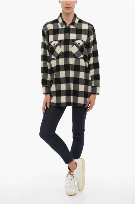 ARCHIVE Buffalo Checked POPOVER Overshirt with Double Breast in Black & White - Image 4