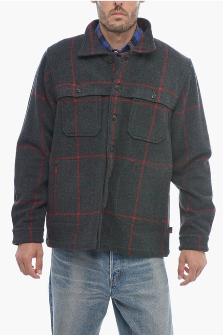Checked Wool Blend MALONE Overshirt in Gray - Image 1